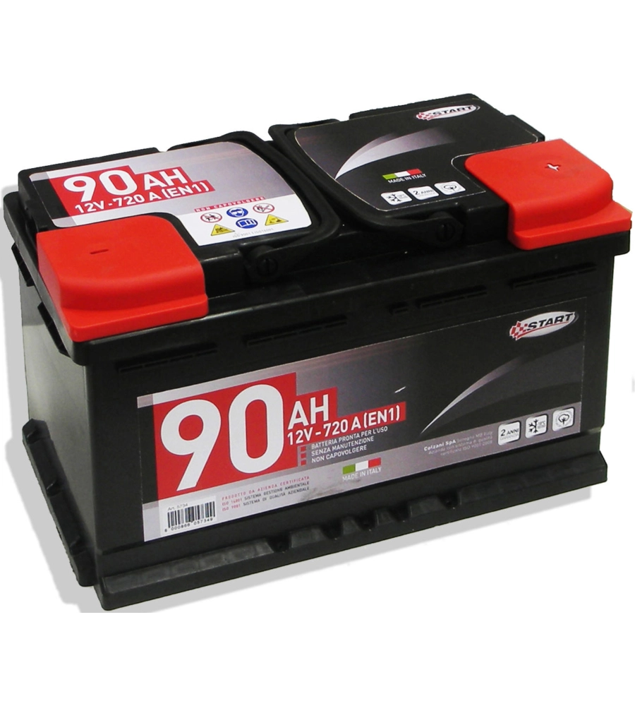 Batteria auto 90ah 12v 720a polo positivo destro cassetta l4